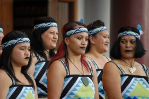 Maori wahine perform kapa haka